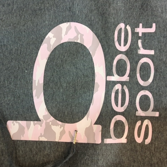 Bebe Sport Gray Fleece Hoodie with Pink camoflage Print Logo NWT Sz 3x - Picture 2 of 9